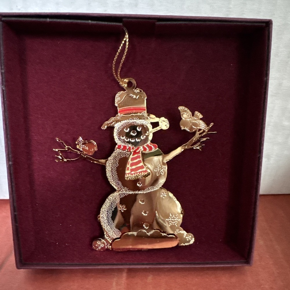 Baldwin Snowman‎ 24kt Gold Finished Brass Christmas Ornament NEW